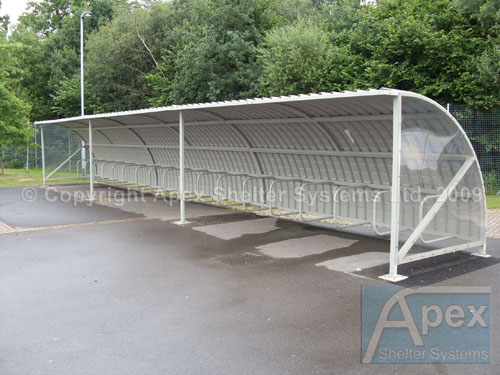 Alpha Pep iR Cycle Rack and Shelter with Plastisol Roof and Clear End Panels